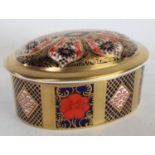 A Royal Crown Derby 1128 pattern oval trinket box