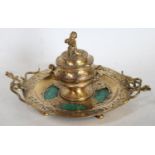 A 19th century gilt metal and malachite inkstand,