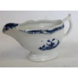 A Worcester sauce boat, with slightly curved vertical moulding,