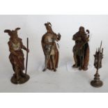 A group of cold painted bronze Norse figures,