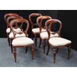A set of six Victorian style balloon back dining chairs (6)