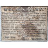 Railwayana - a Victorian cast iron railway sign, Midland Railway - 7 Vict.