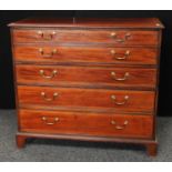 A George III mahogany secretaire chest, moulded rectangular top above a fall front drawer,