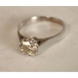 A diamond solitaire ring, round brilliant cut diamond approx 0.