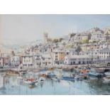 A 20th century watercolour, harbour scene,