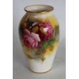 A Royal Worcester ovoid vase, painted by Millie Hunt, signed, with roses, 9.