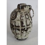 World War II - an inert No 36 Practice Grenade, the white painted body with holes,