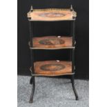 A Louis XVI style marquetry three-tier etagere,