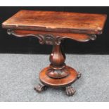 A William IV rosewood card table,