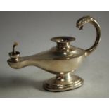 A George V silver lamp shaped cigar lighter,