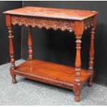 A 17th century style oak centre table,