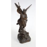 An interesting French spelter figure, Good Triumphing over Evil,