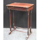 A 'George III' rosewood occasional table, rectangular top above a single frieze drawer,