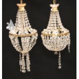 A pair cut glass and gilt metal festoon electroliers,