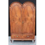 A Queen Anne style walnut wardrobe,