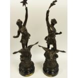 Spelter figures - Le Jour and La Nuit (af)