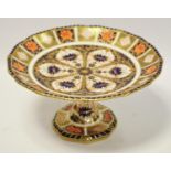 A Royal Crown Derby Imari palette 1126 pattern shaped circular cake comport, 24cm diameter,