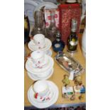 A retro Royal Tudor ware part tea service, abstract design; an Italian liqueur decanter,