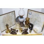 Lighting - oil lamps, glass shades, etc;.
