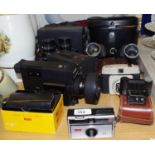 Cameras and Binoculars - Canon 512XL video camera, Box Brownie, cased binoculars,