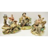 Capo di Monte figures - Fisher boy by Rori; The Artist by Merle; Have You Heads This One by G.