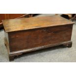 A George III oak blanket box, bracket feet c.