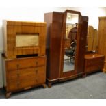 Two Art Deco oak bedroom suites including wardrobes,