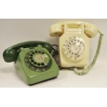 Two retro-dial telephones,