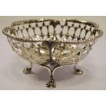 A silver pedestal sweatmeat basket, Mappin & Webb, Birmingham.