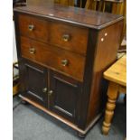 A Victorian stained pine tallboy, moulded top,