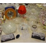 Glass and metalware - Hofbauer crystal; Bohemia crystal; rose bowls; a barometer,