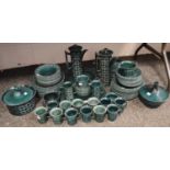 Ceramics - a Portmeirion dinner service, deep turquoise abstract design to include dinner plates,