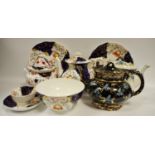 Ceramics - early 19th century part tea service including teapot, sugar teacup and saucer etc.