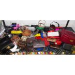 Various belts, bow ties, jewellery boxes,