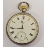 A Brockbank, Atkins & Moore, London Victorian silver open faced pocket watch No. 81597, London 1890.