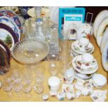 Ceramics and glass - a Franco Italian whisky decanter and glasses set; Edwardian drinking glasses;
