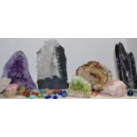Fossils & Semi Precious Stones - a half purple amethyst geode segment 20cm height;