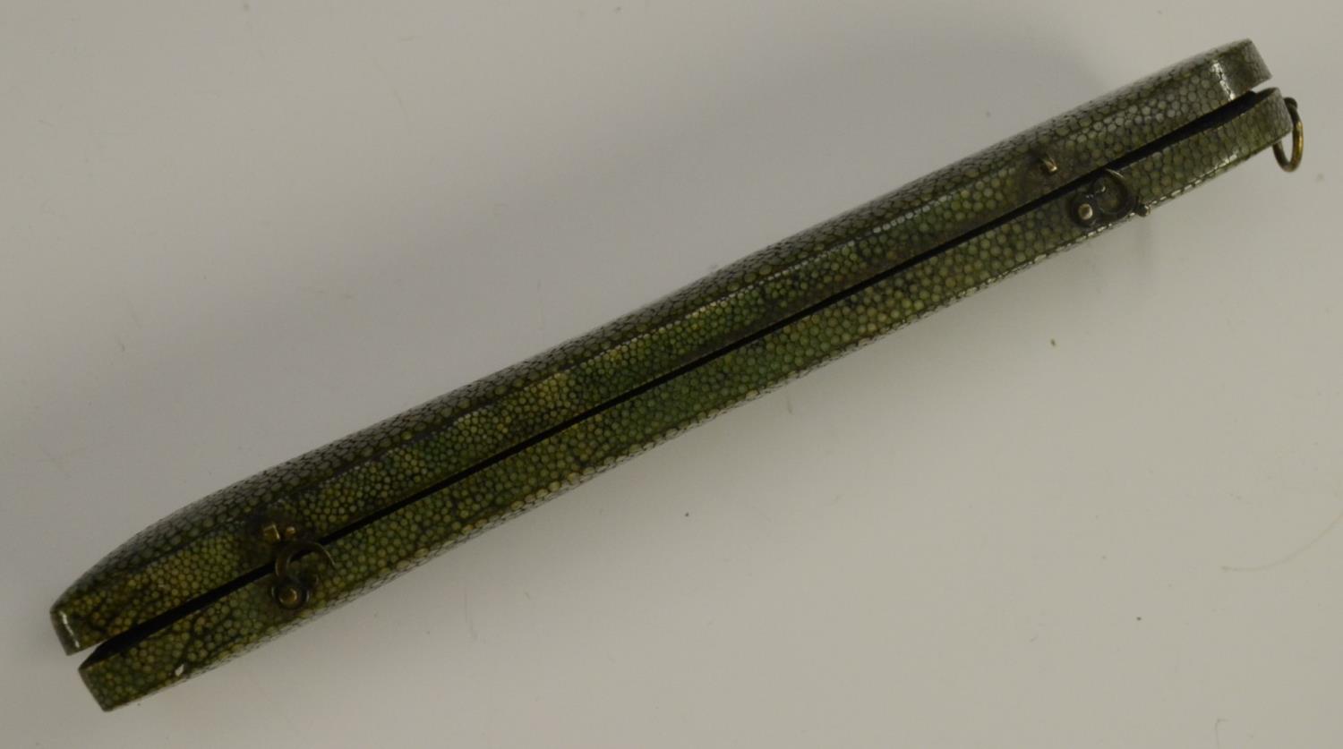 A 19th century shagreen rounded rectangular instrument case, now enclosing a thermometer, 19. - Image 5 of 9