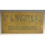 An Art Nouveau period brass physician's surgery wall plaque, inscribed Dr G Wouters, Staatsveearts,