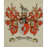 Heraldry - a watercolour armorial, the heraldic achievement of Nightingale,