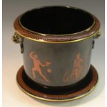 An Etruscan Revival jardiniere and stand, of Jackfield type and in the manner of Hill Pottery Co,