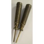 A pair of 19th century Chinese brass scroll or banner holders,