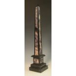 A Grand Tour style library obelisk, inlaid with panels of amethyst quartz, square base, 40.