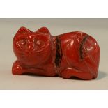 A Chinese coral carving, of a cat, 3.