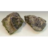 Natural History - Geology, Mineralogy - Local Interest - two large Derbyshire Blue John matrixes,