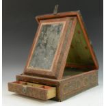 An Indo-Persian penwork vanity box, hinged cover enclosing an adjustable mirror,