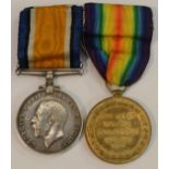 Medals, World War I, a pair, British War and Victory, named to S4-129704 Gnr S Lyons,