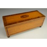 A Sheraton Revival crossbanded satinwood rectangular box and cover,