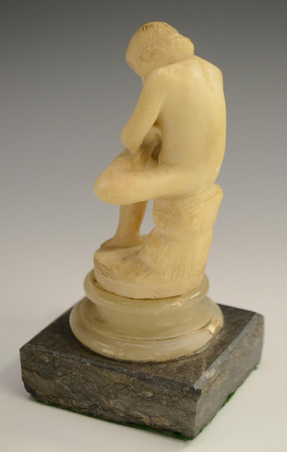 A 19th century Grand Tour alabaster carving, of Spinario, after the Antique, - Image 6 of 11