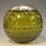 Ocean Liner Interest - a large early 20th century green glass globular table vesta or match striker,